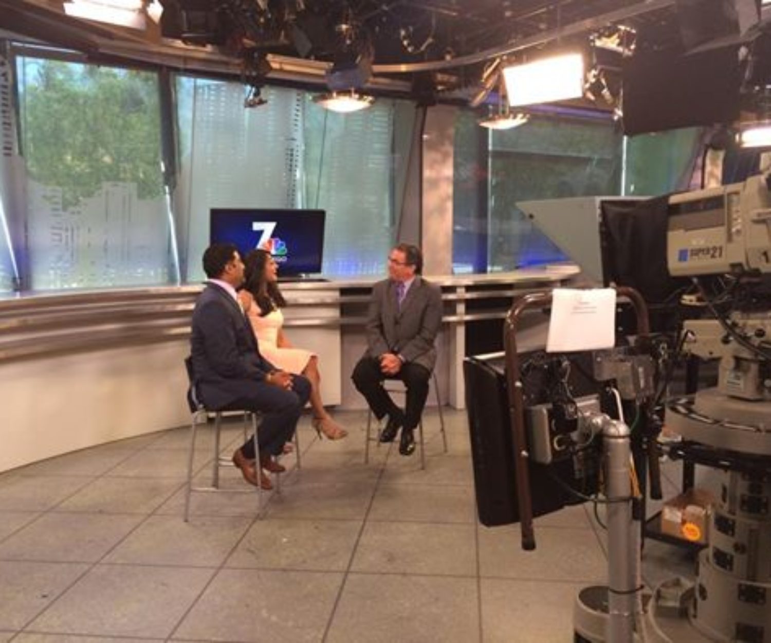 Vipul and Reena Dayal being interviewed on Channel 7 News