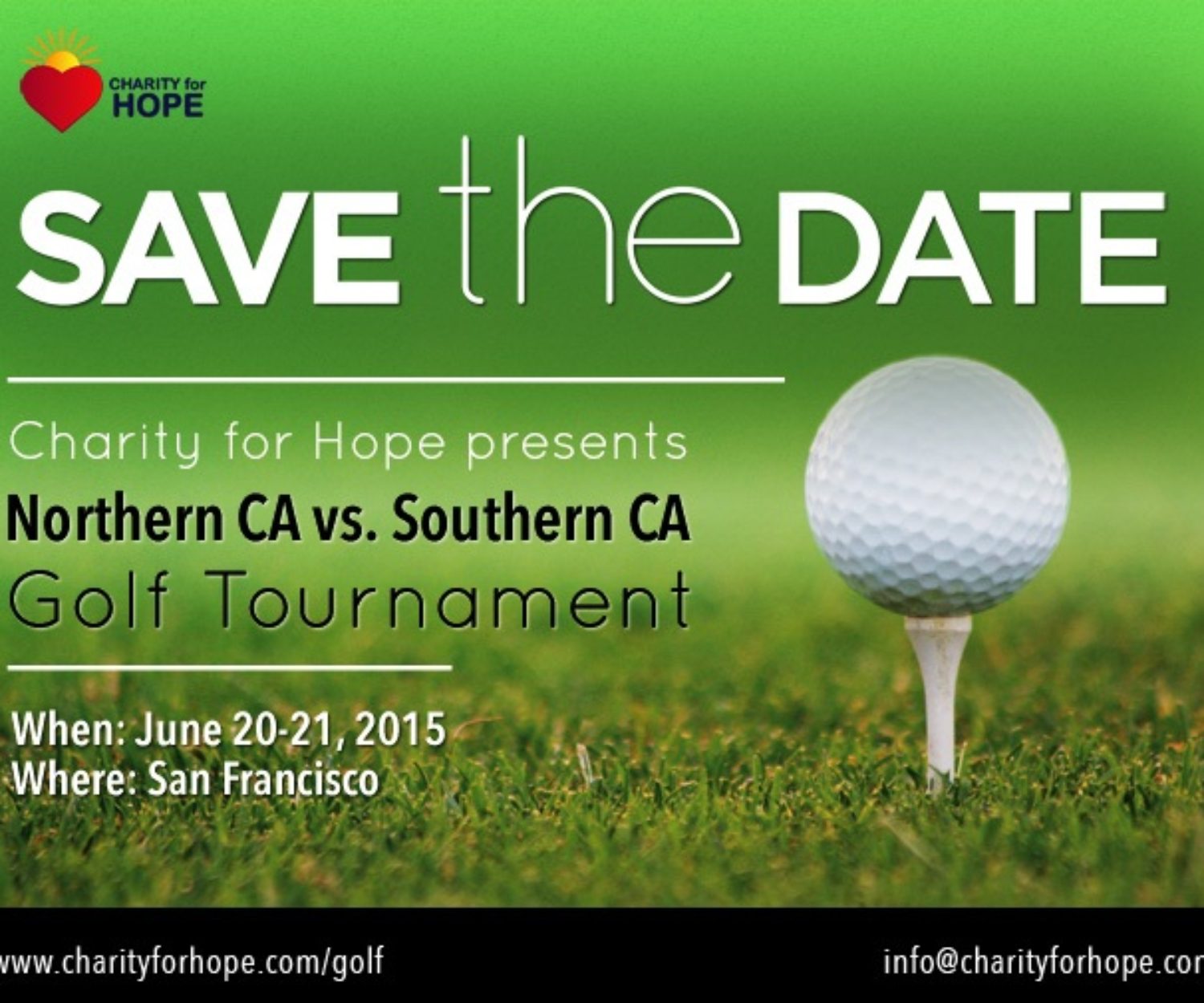 Charity for Hope golf tournament save the date flyer