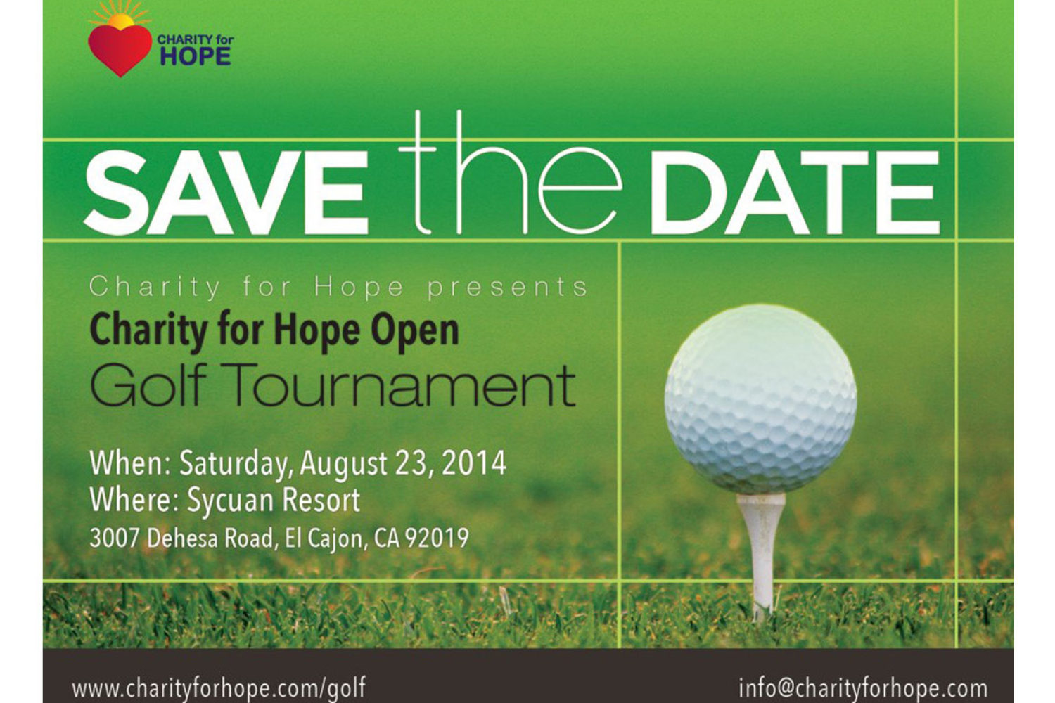 Charity for Hope Golf Tournament Save the Date flyer